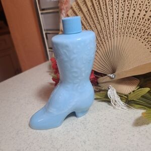 Vintage Blue Boot-Shaped Perfume Bottle empty collectible avon bottle